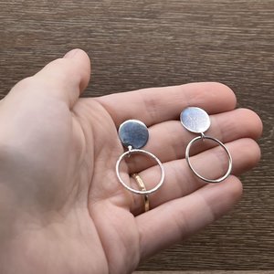 Open Big Solid Small Circles Stud Earrings