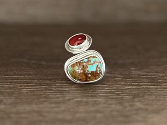 Turquoise and Carnelian Ring Size 6.25