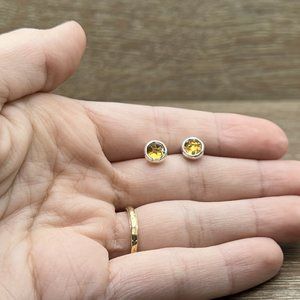 Citrine Rose Cut Studs