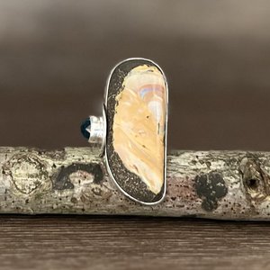 Boulder Opal and London Blue Topaz Ring Size 8