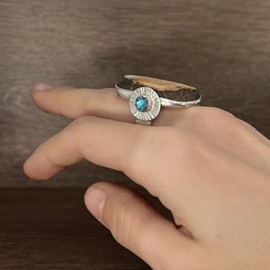 Boulder Opal and London Blue Topaz Ring Size 8