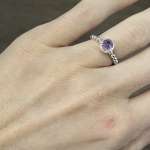 Light Amethyst Rose Cut Stacking Ring Size 4.75