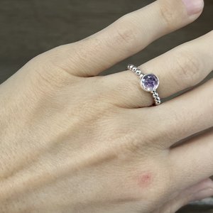 Light Amethyst Rose Cut Stacking Ring Size 4.75