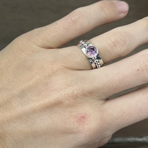 Light Amethyst Rose Cut Stacking Ring Size 4.75