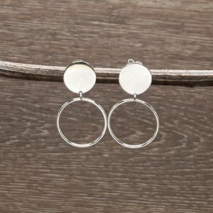 Open Big Solid Small Circles Stud Earrings