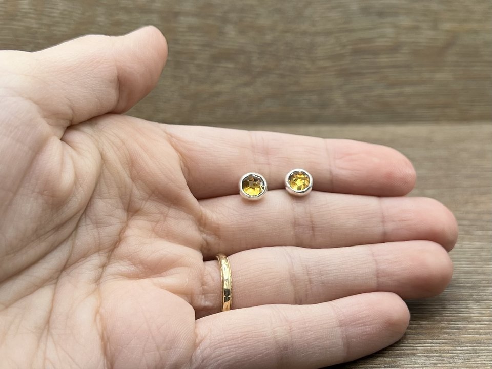 Citrine Rose Cut Studs