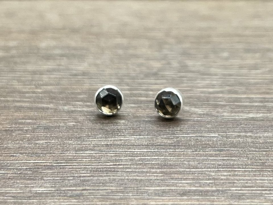 Smoky Quartz Rose Cut Studs