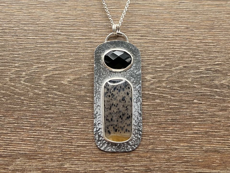 Montana Agate and Black Onyx Pendant