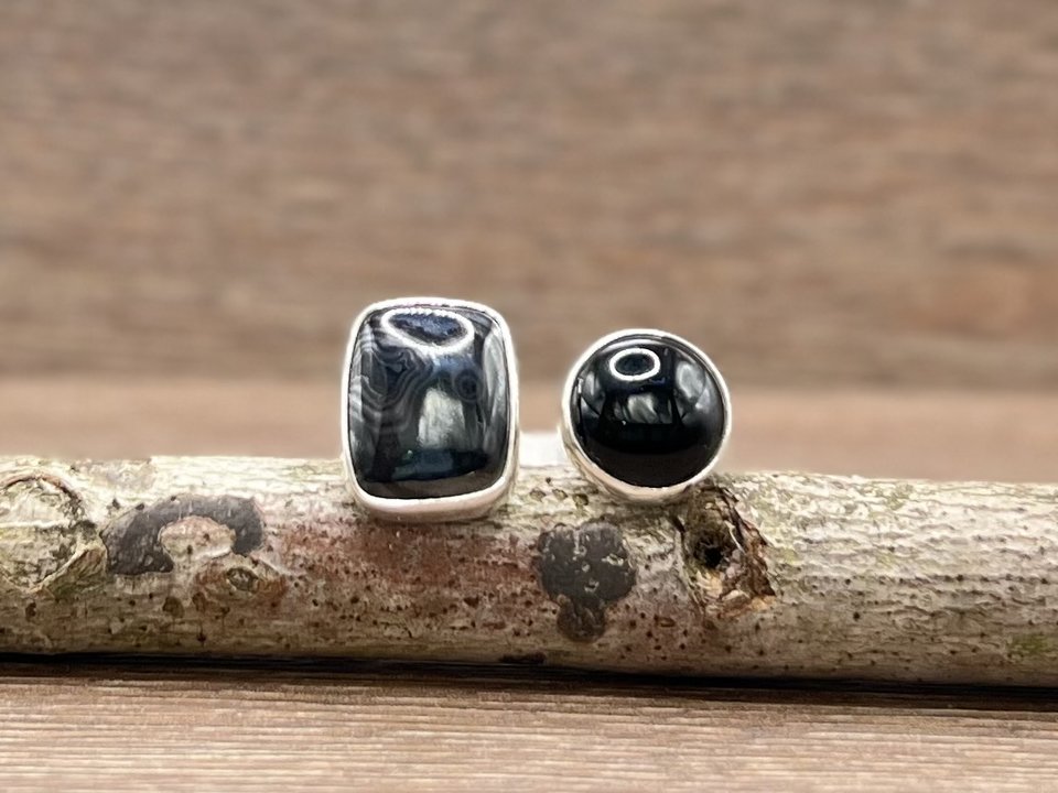 Psilomelane and Black Onyx Ring Size 7