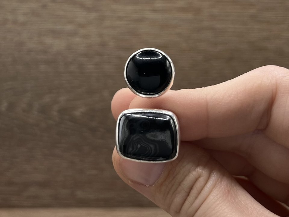 Psilomelane and Black Onyx Ring Size 7