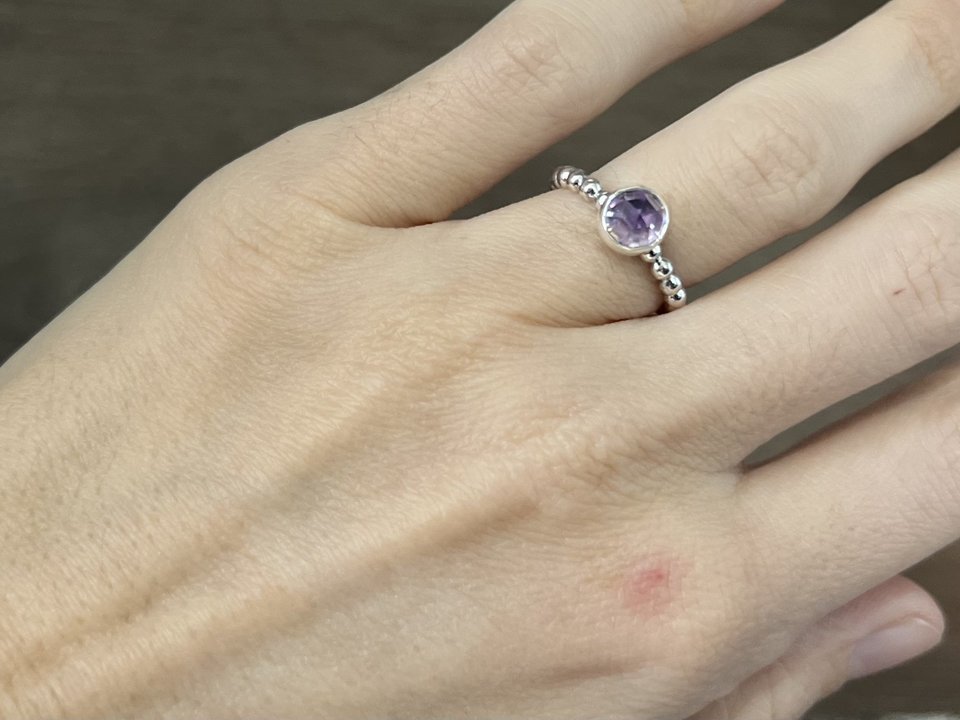 Light Amethyst Rose Cut Stacking Ring Size 4.75