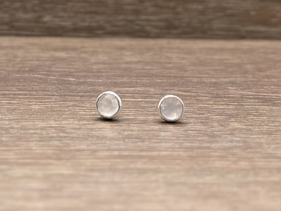 Rose Quartz Rose Cut Studs