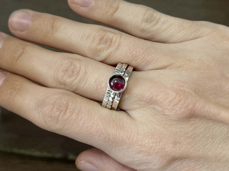 Garnet Beaded Stacking Ring